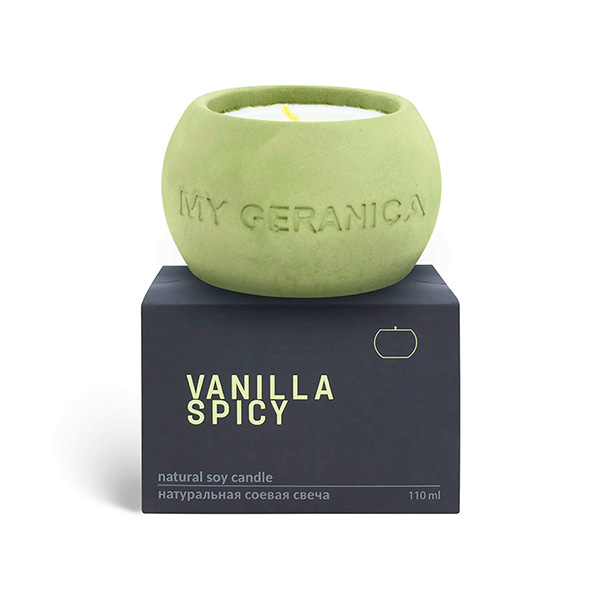 My Geranica / Свеча натуральная соевая "Vanilla Spicy", 110 мл
