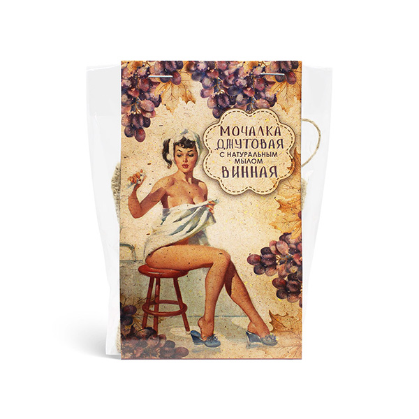 Мочалка джутовая с натуральным мылом "Винная", 100 г