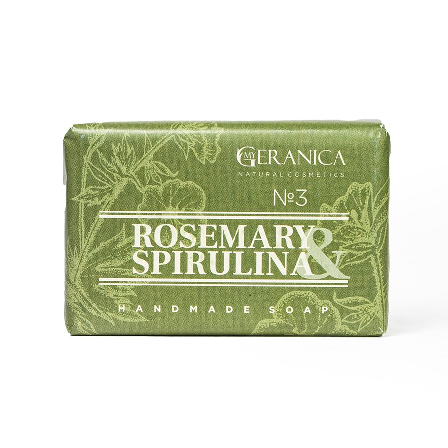 My Geranica / Мыло ручной работы №3 "РОЗМАРИН, СПИРУЛИНА", 100 гр.