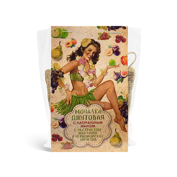 Мочалка джутовая с натуральным мылом "С экстрактом маклюры и черноморских фруктов", 100 г