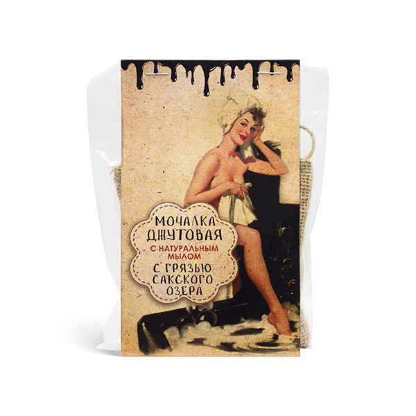 Мочалка джутовая с натуральным мылом "С грязью Сакского озера", 100 г