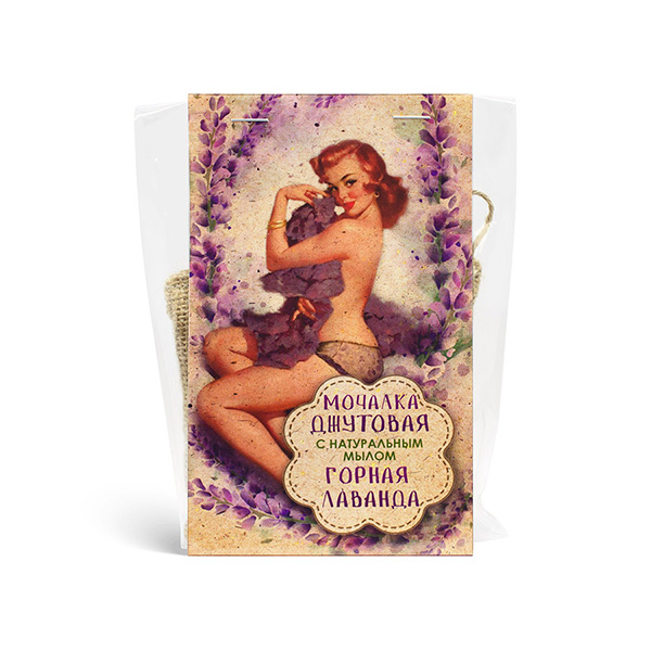 Мочалка джутовая с натуральным мылом "Горная лаванда", 100 г