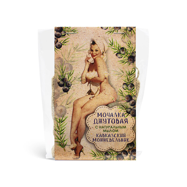 Мочалка джутовая с натуральным мылом "Можжевельник", 100 г