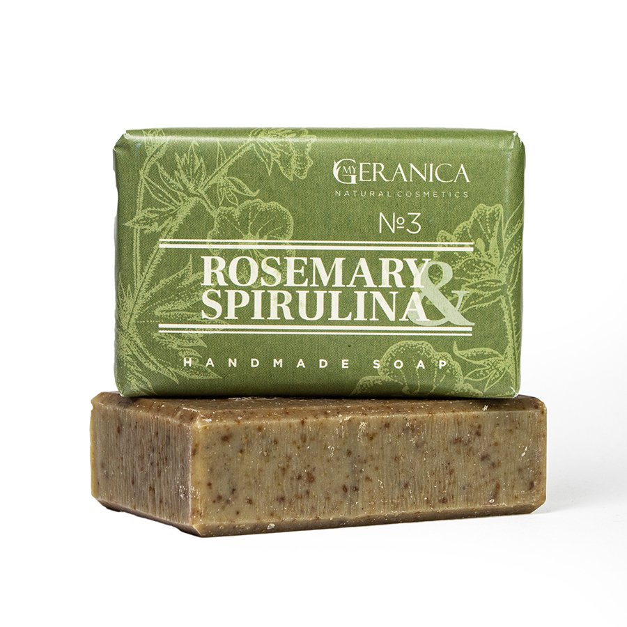 My Geranica / Мыло ручной работы №3 "РОЗМАРИН, СПИРУЛИНА", 100 гр.